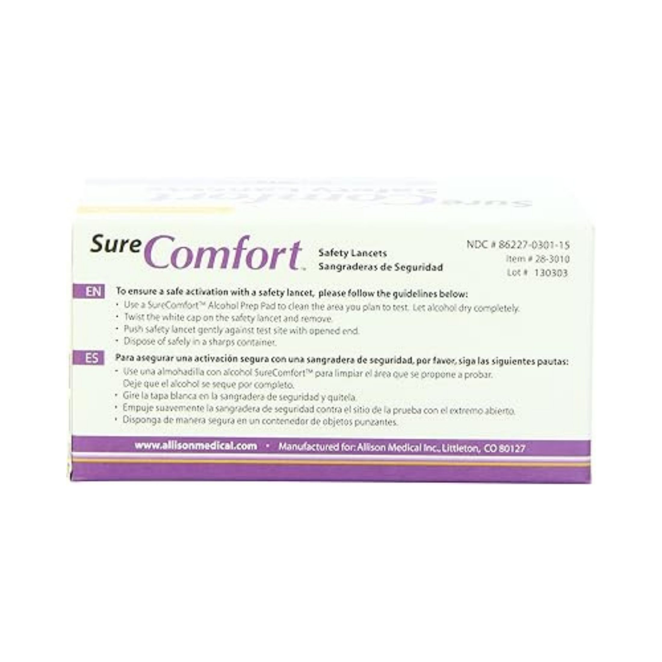 Sure Comfort Safety Lancet 30 Gauge Low Flow 1.6mm Depth Sterile Tip