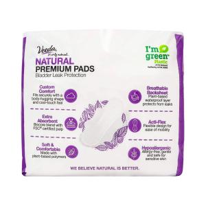 Veeda Natural Incontinence Pads For Bladder Leakage Protection, Maximum Absorbency