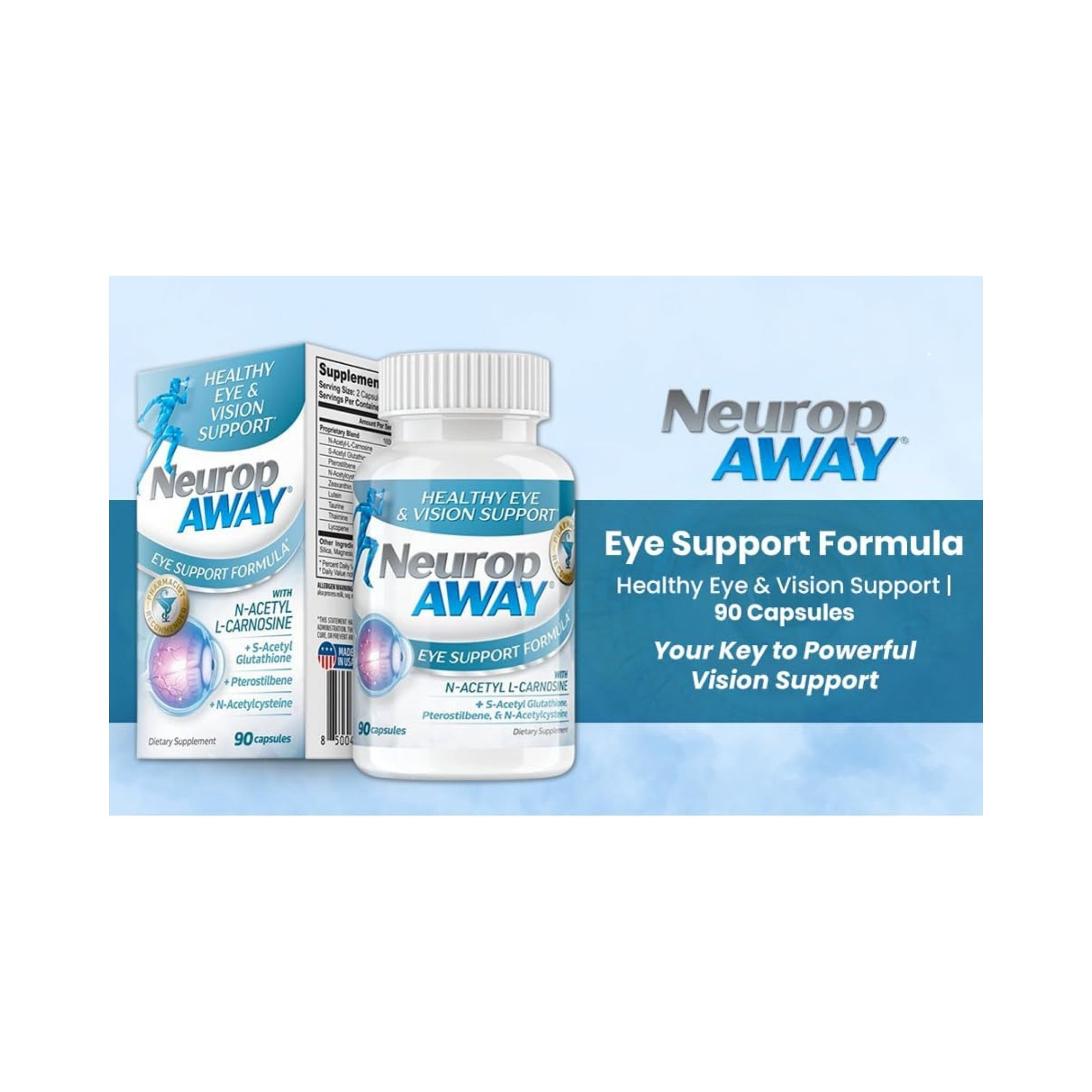 Neurop AWAY Eye Support Formula 60 Capsules Healthy Vision Support EXP 4/2026