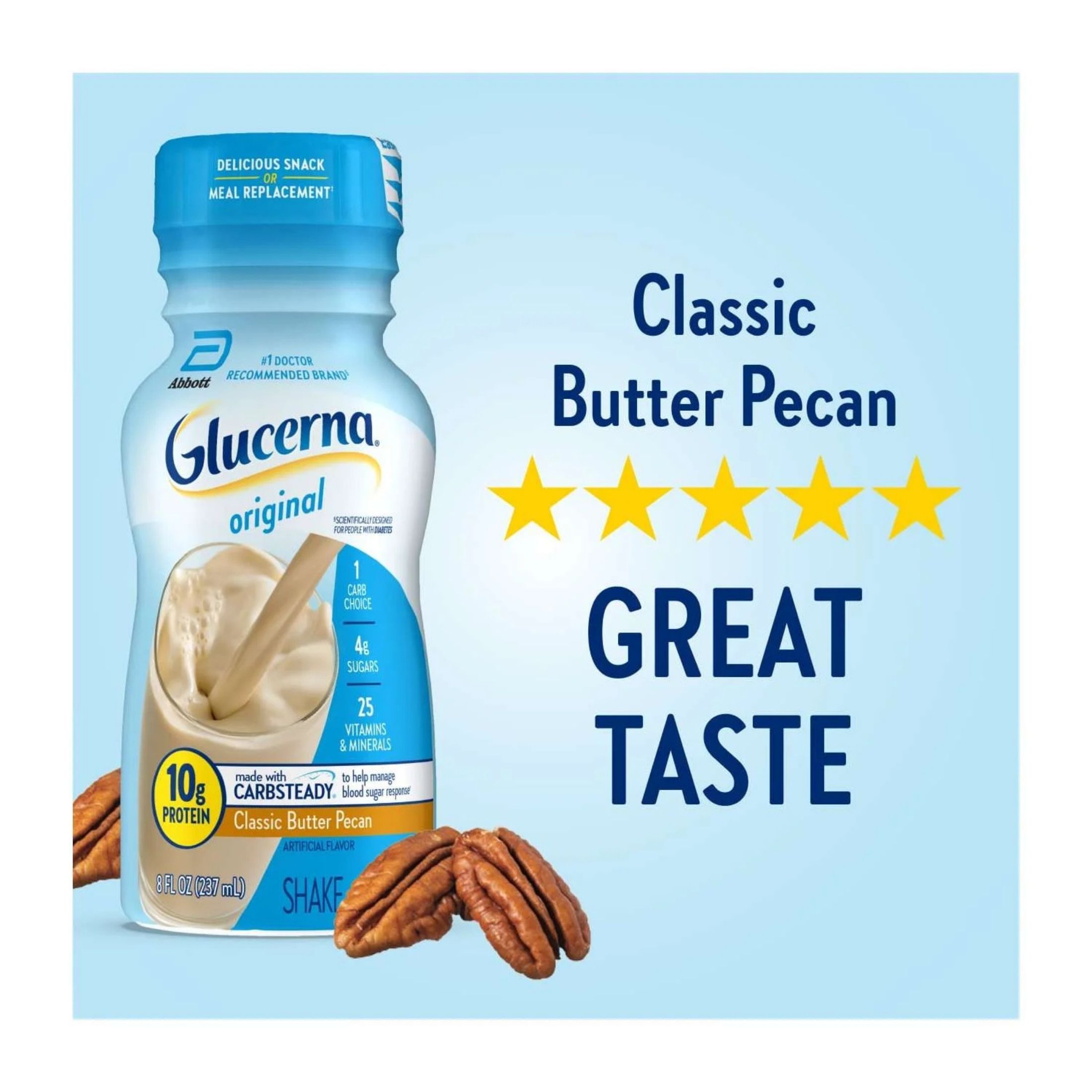 Glucerna Diabetes Nutritional Shake Classic Butter Pecan Ready-to-Drink 8 Fl Oz Bottles