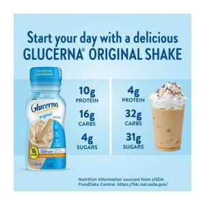 Glucerna Diabetes Nutritional Shake Classic Butter Pecan Ready-to-Drink 8 Fl Oz Bottles