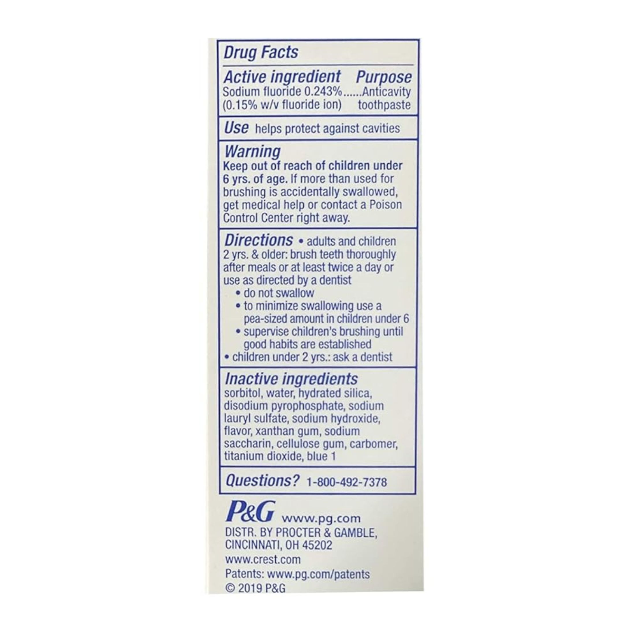 Crest Tartar Protection Toothpaste, Fluoride Anticavity, Regular Paste