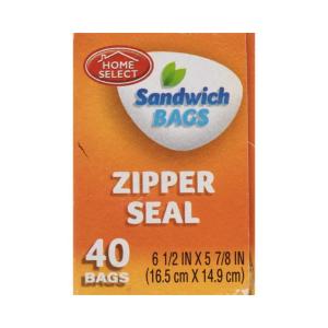 Home Select Sandwich Bags, Zipper Seal