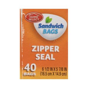 Home Select Sandwich Bags, Zipper Seal