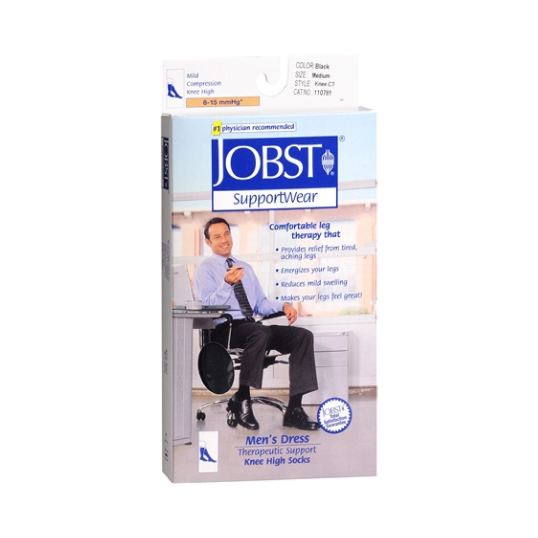 Jobst Men'S Dress Socks - Knee High, Mild Compression, Black, Medium - 1 Pair