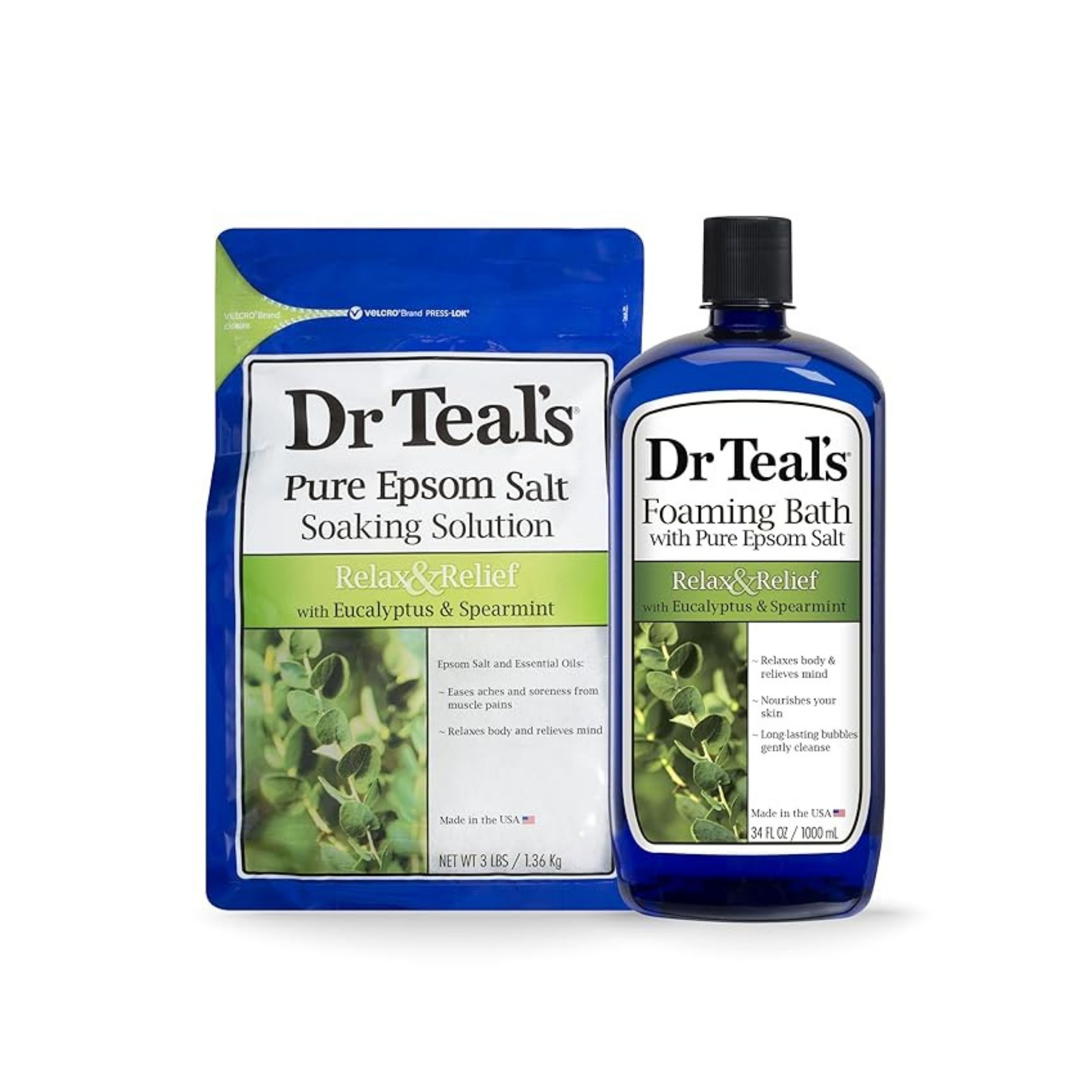 Dr Teal's Relax & Relief Pure Epsom Salt Eucalyptus & Spearmint Soaking Solution 3 Lb