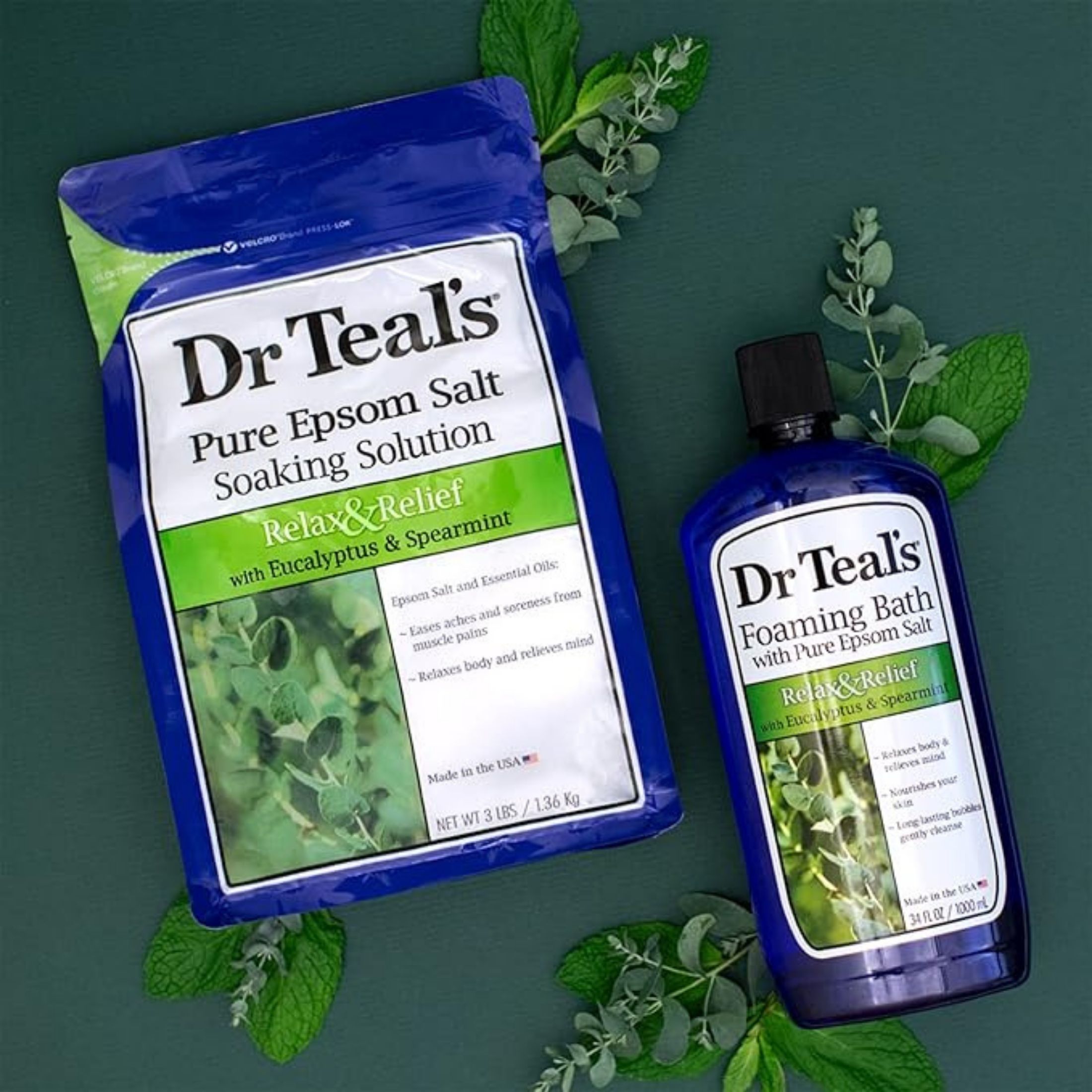 Dr Teal's Relax & Relief Pure Epsom Salt Eucalyptus & Spearmint Soaking Solution 3 Lb