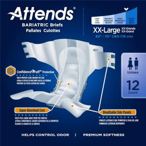Attends Bariatric Unisex Incontinence Brief Heavy Absorbency - 2X-Large