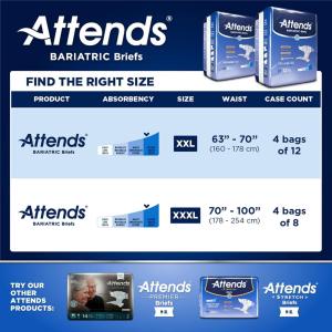 Attends Bariatric Unisex Incontinence Brief Heavy Absorbency - 2X-Large