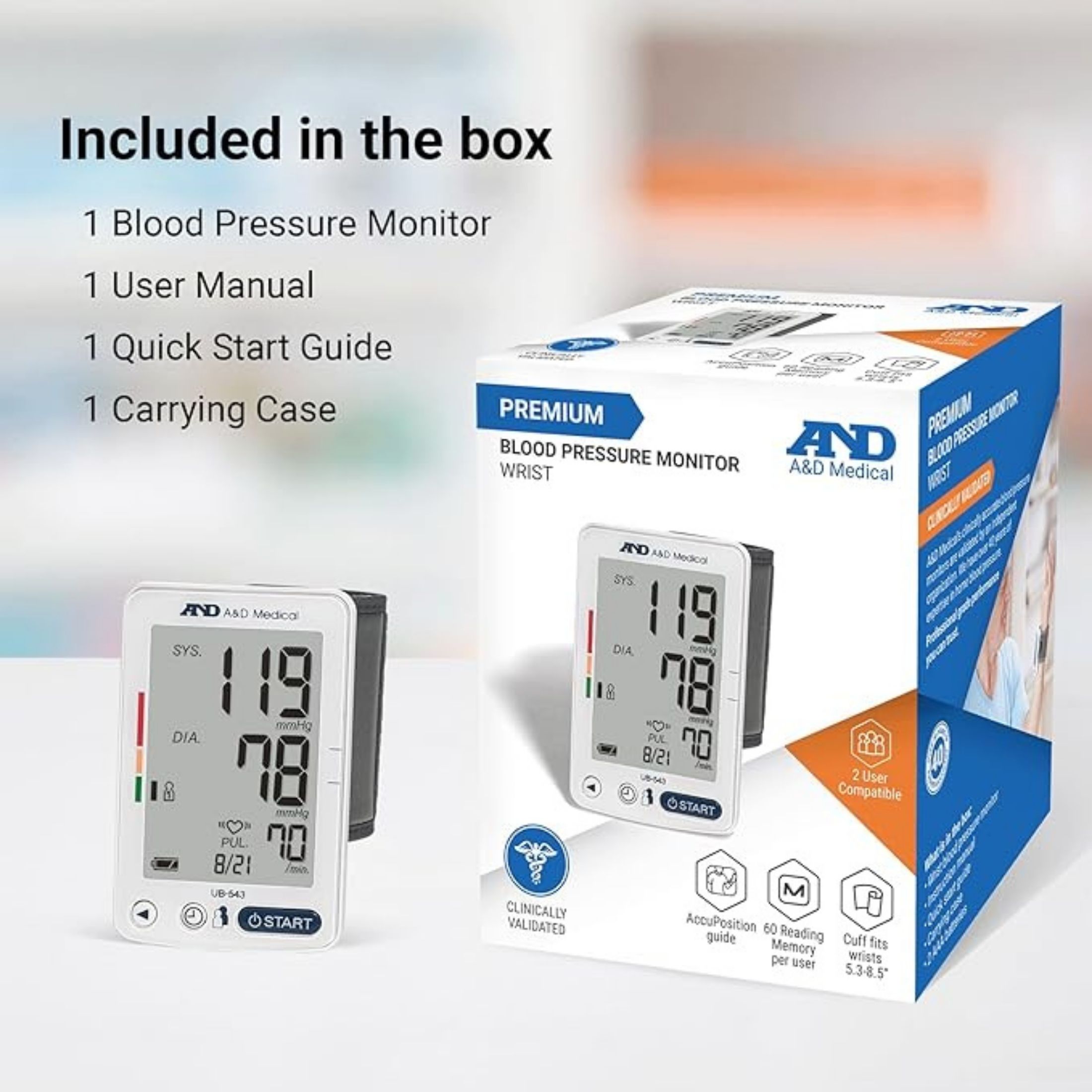 A&D Medical Premium Blood Pressure Wrist Monitor