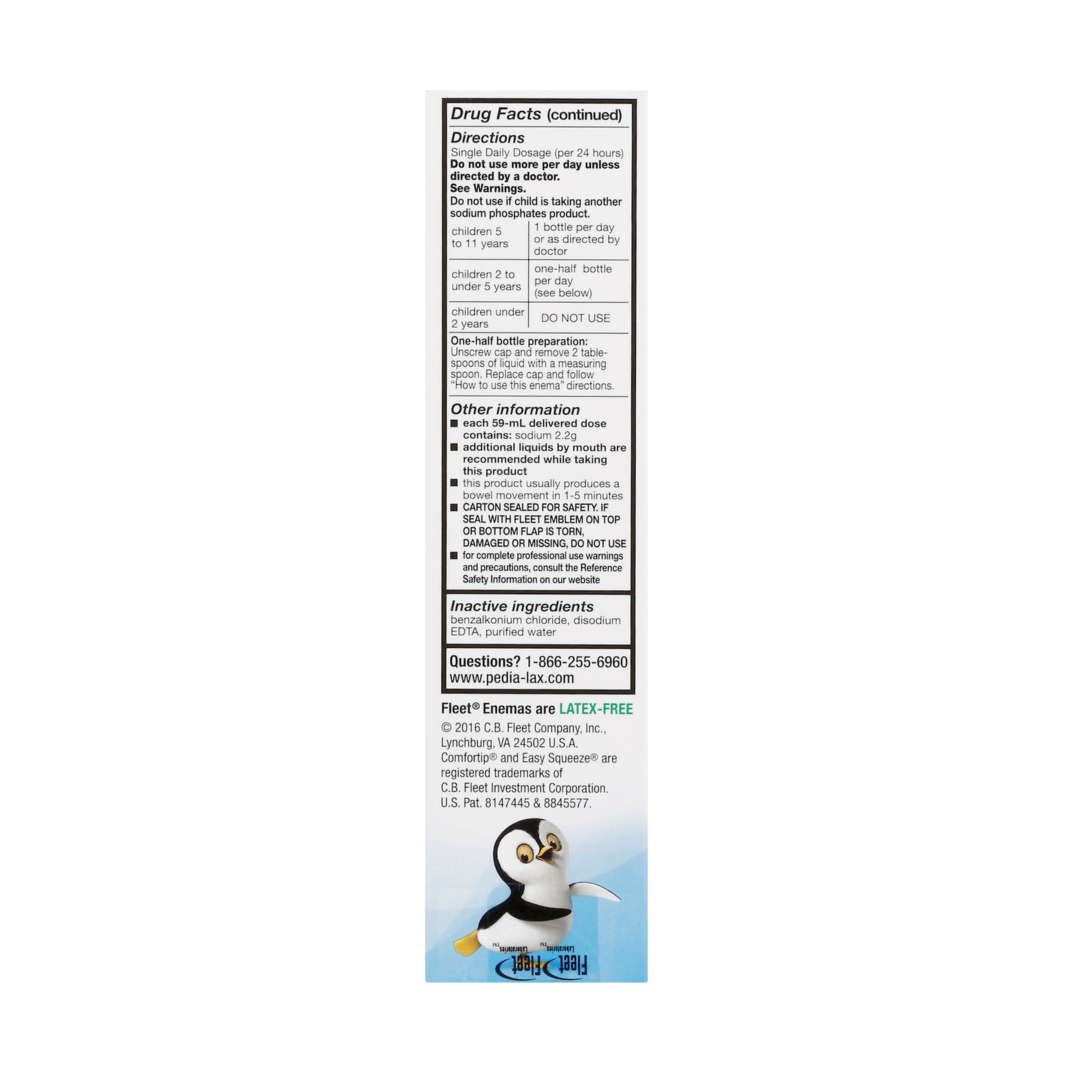 Pedia Lax Fleet For Ages 2-11 Years Saline Laxative Enema