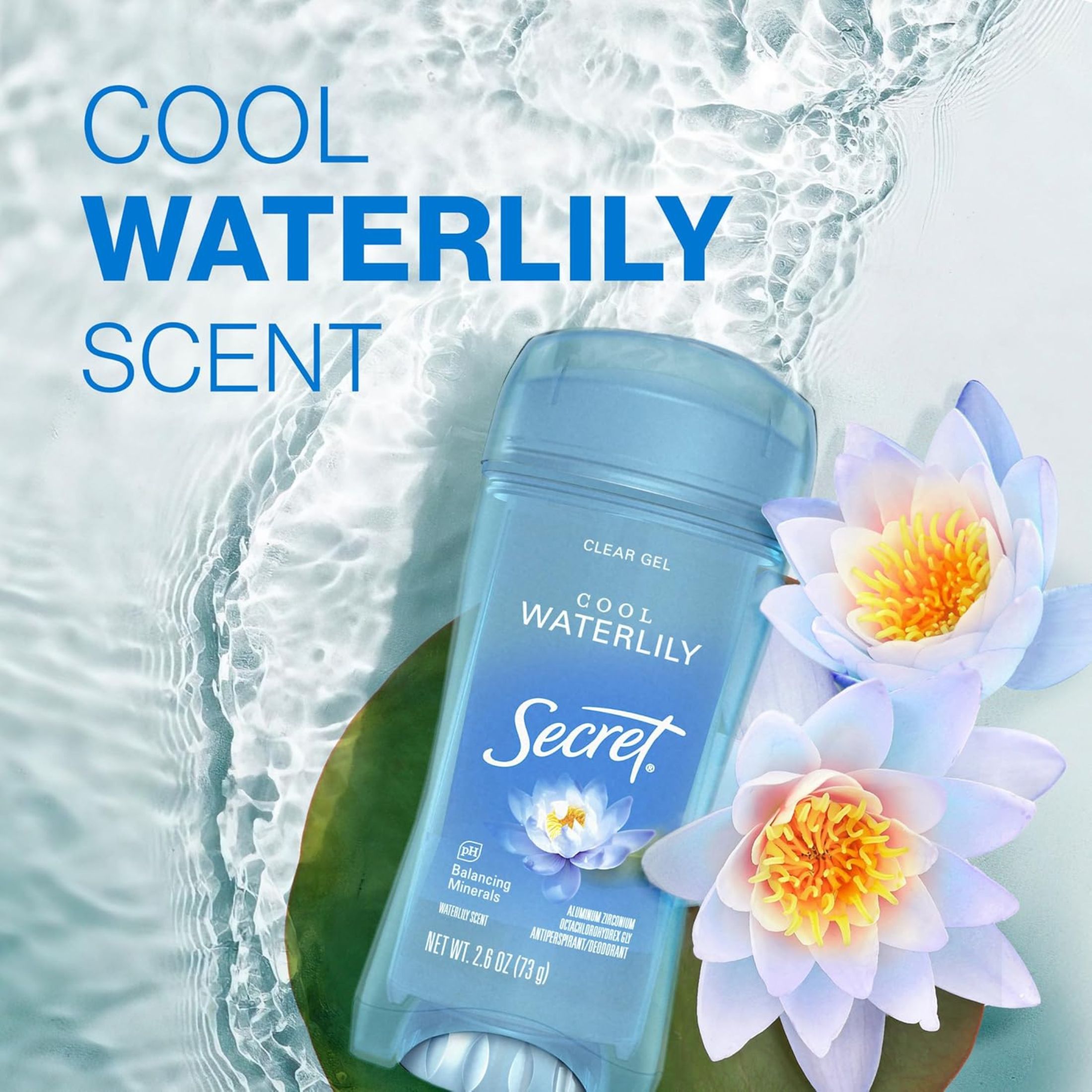 Secret Fresh Cool Waterlily Clear Gel Antiperspirant And Deodorant - 2.6oz