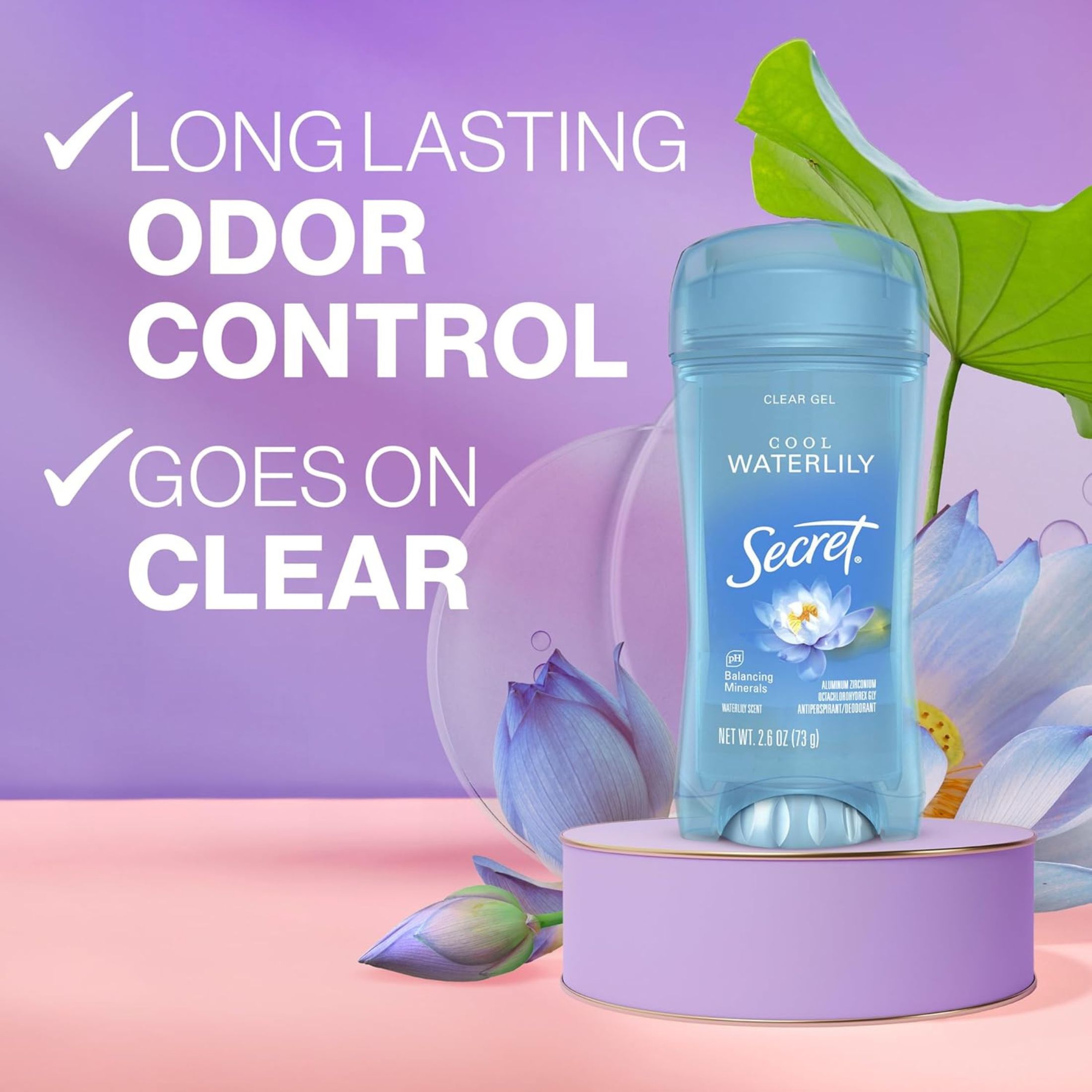 Secret Fresh Cool Waterlily Clear Gel Antiperspirant And Deodorant - 2.6oz