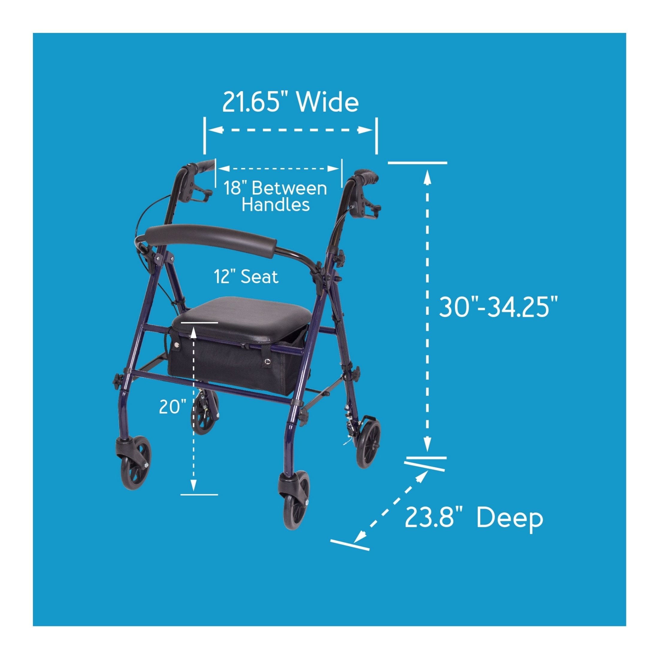 Carex Steel Rolling Walker 6″ Wheels