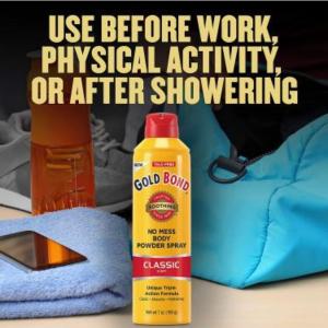 Gold Bond Body Powder Spray, No Mess, Classic Scent 7 Oz