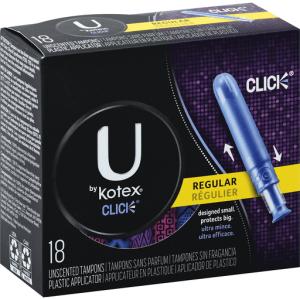 U by Kotex Click Tampons, Plastic, Regular, Unscented