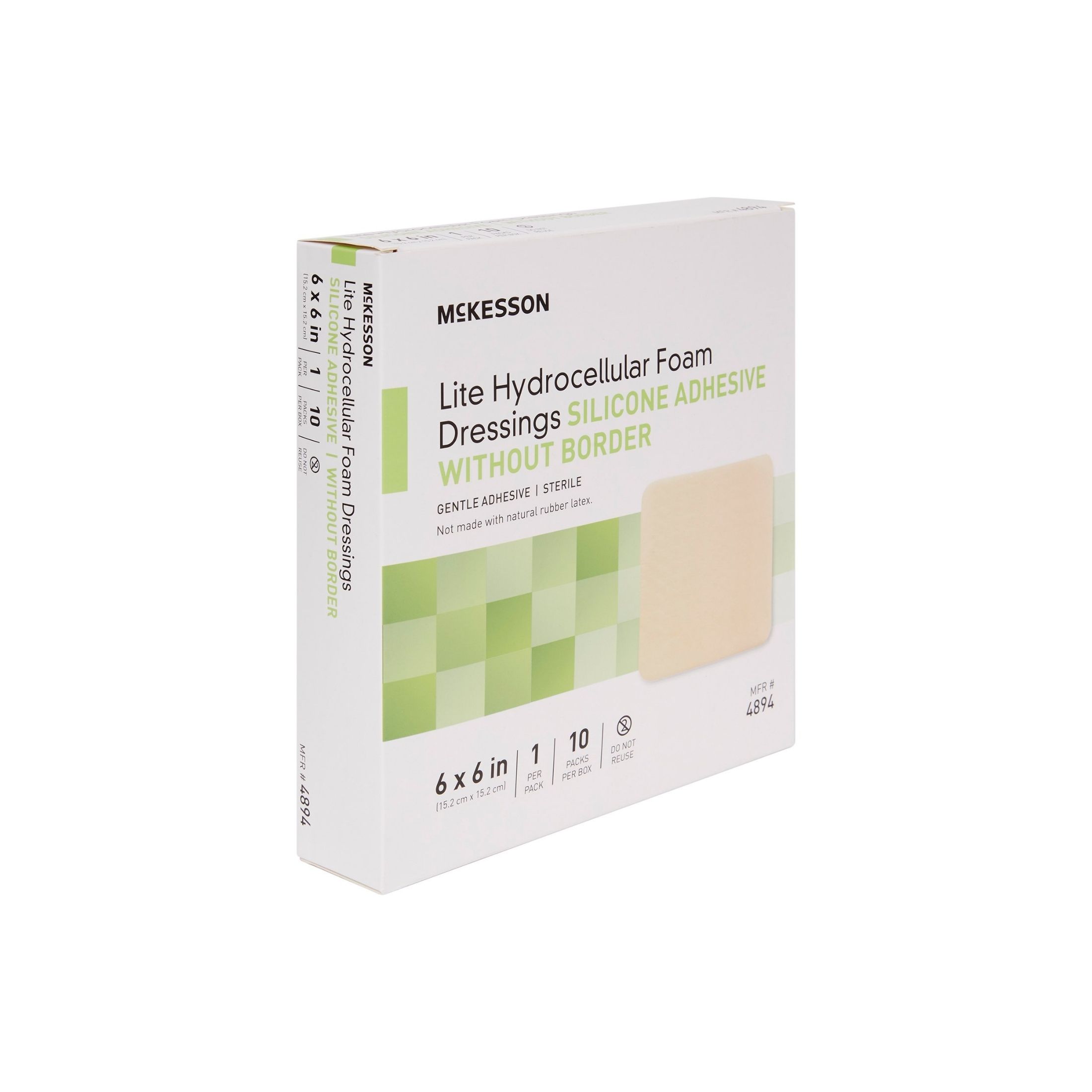 McKesson Thin Foam Dressing Lite 6 X 6 Inch Without Border Film Backing Silicone Gel Adhesive Square Sterile