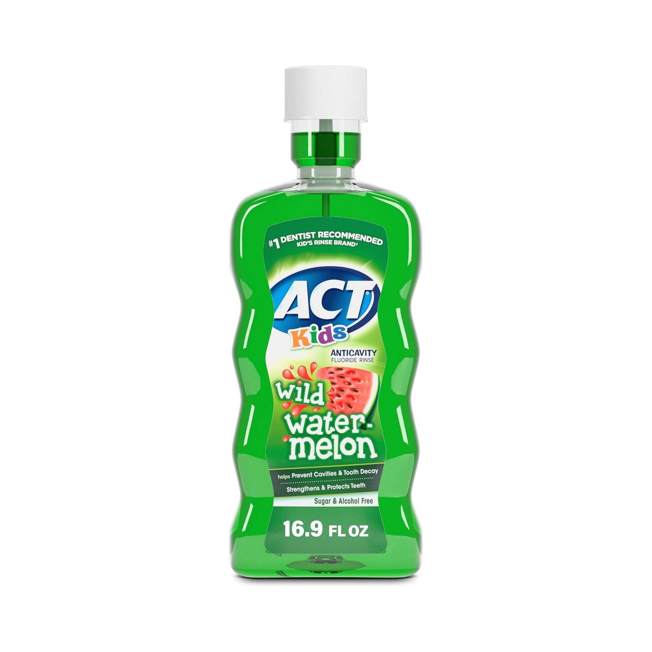 Act Kids Rinse, Sugar & Alcohol Free, Fluoride, Anticavity, Wild Water Watermelon, 16.9 Fluid Ounce