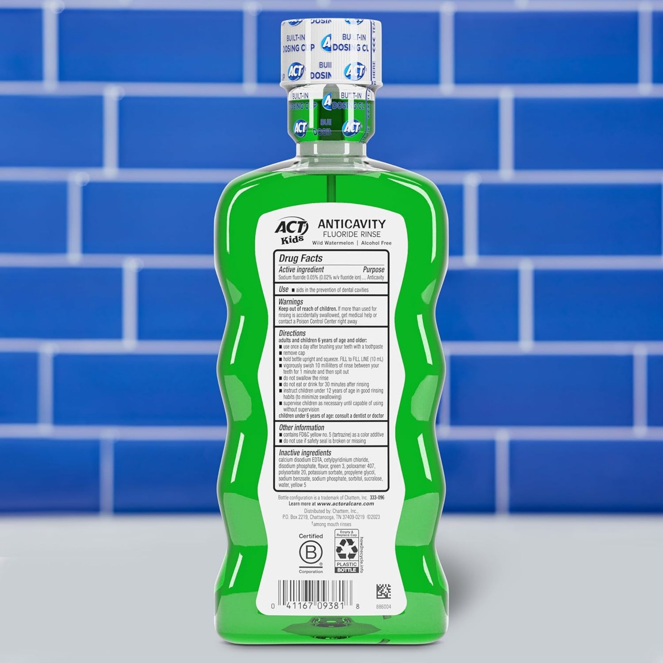 Act Kids Rinse, Sugar & Alcohol Free, Fluoride, Anticavity, Wild Water Watermelon, 16.9 Fluid Ounce