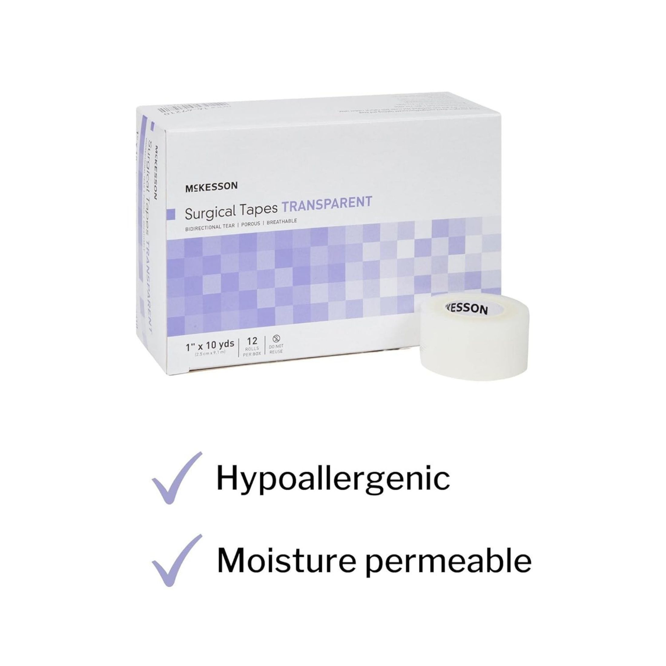 McKesson Medical Tape Plastic 1 Inch X 10 Yard Transparent NonSterile, Case Of 12