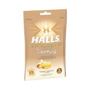 Halls Cough Suppressant/Oral Anesthetic, Drops, Honey Vanilla Flavor, Soothe