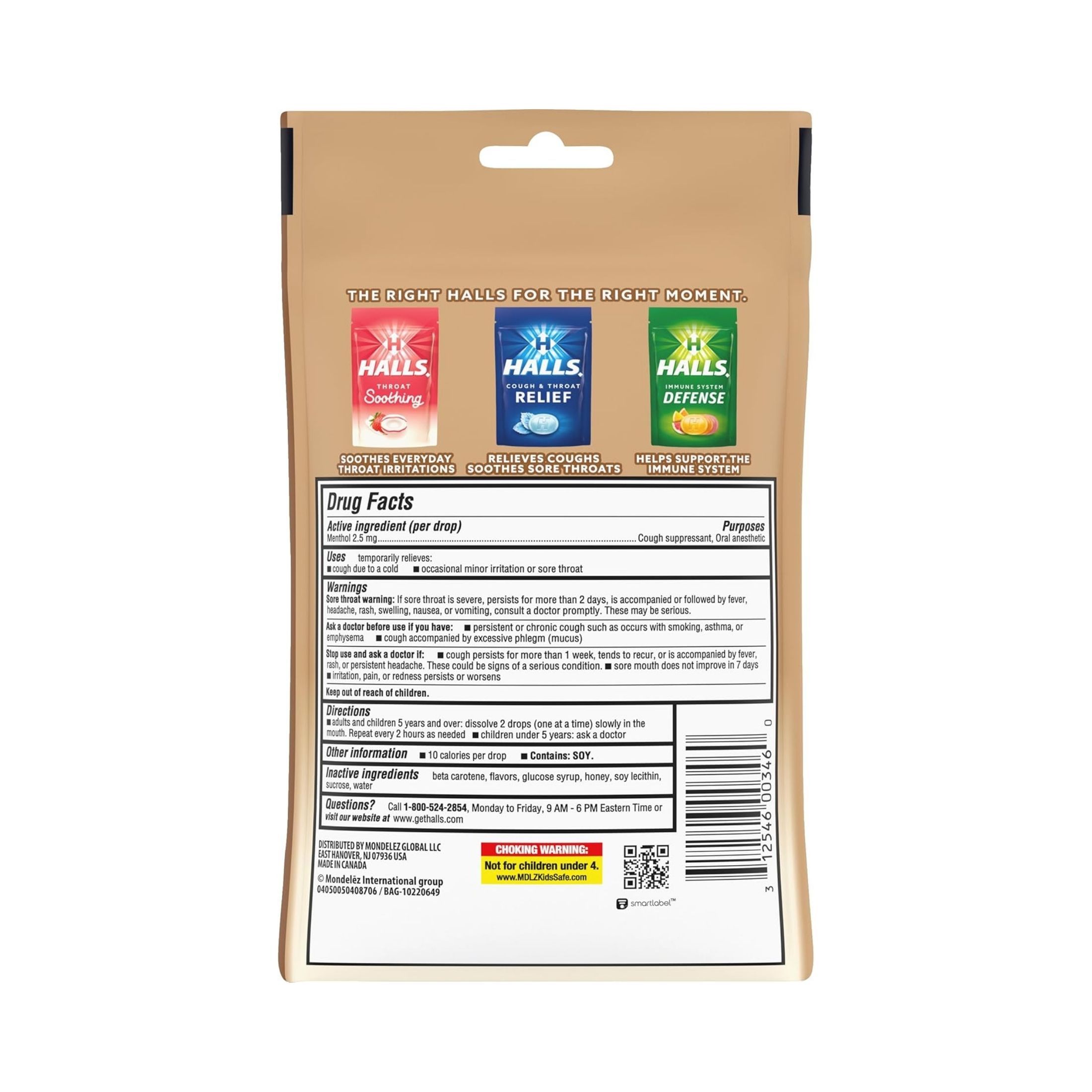 Halls Cough Suppressant/Oral Anesthetic, Drops, Honey Vanilla Flavor, Soothe