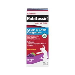 Robitussin Cough & Chest Congestion, Non Drowsy, Children's, Grape Flavor 4 Fl Oz
