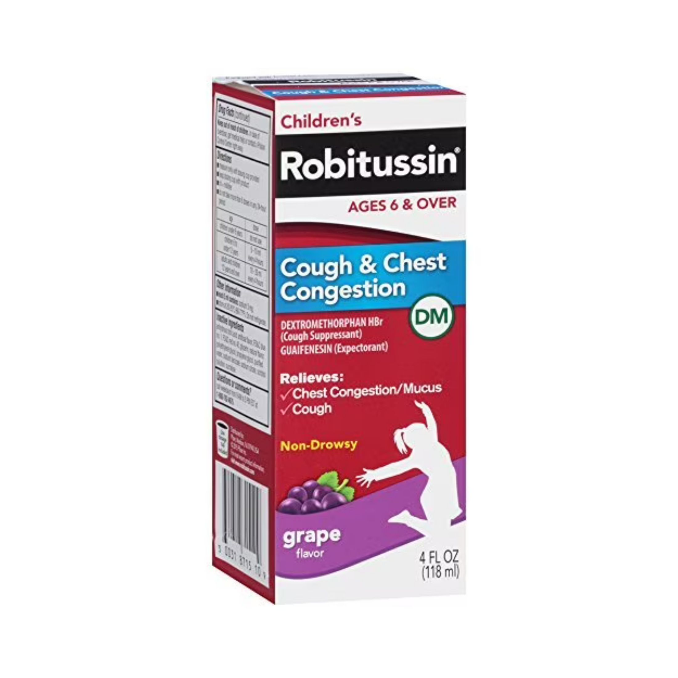 Robitussin Cough & Chest Congestion, Non Drowsy, Children's, Grape Flavor 4 Fl Oz