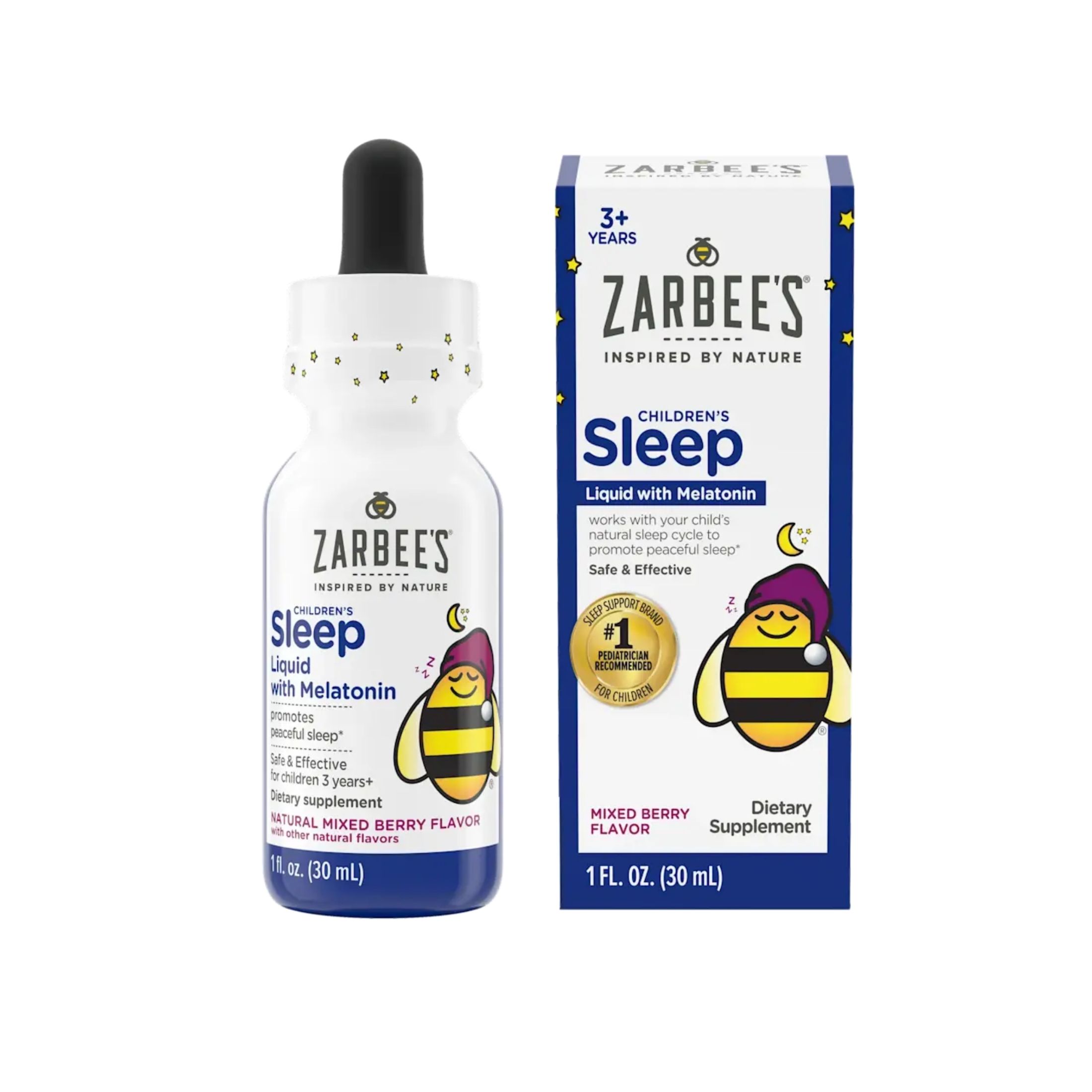 Zarbee's Naturals Children's Natural Mixed Berry Flavor Sleep Liquid With Melatonin 1 Fl Oz Box