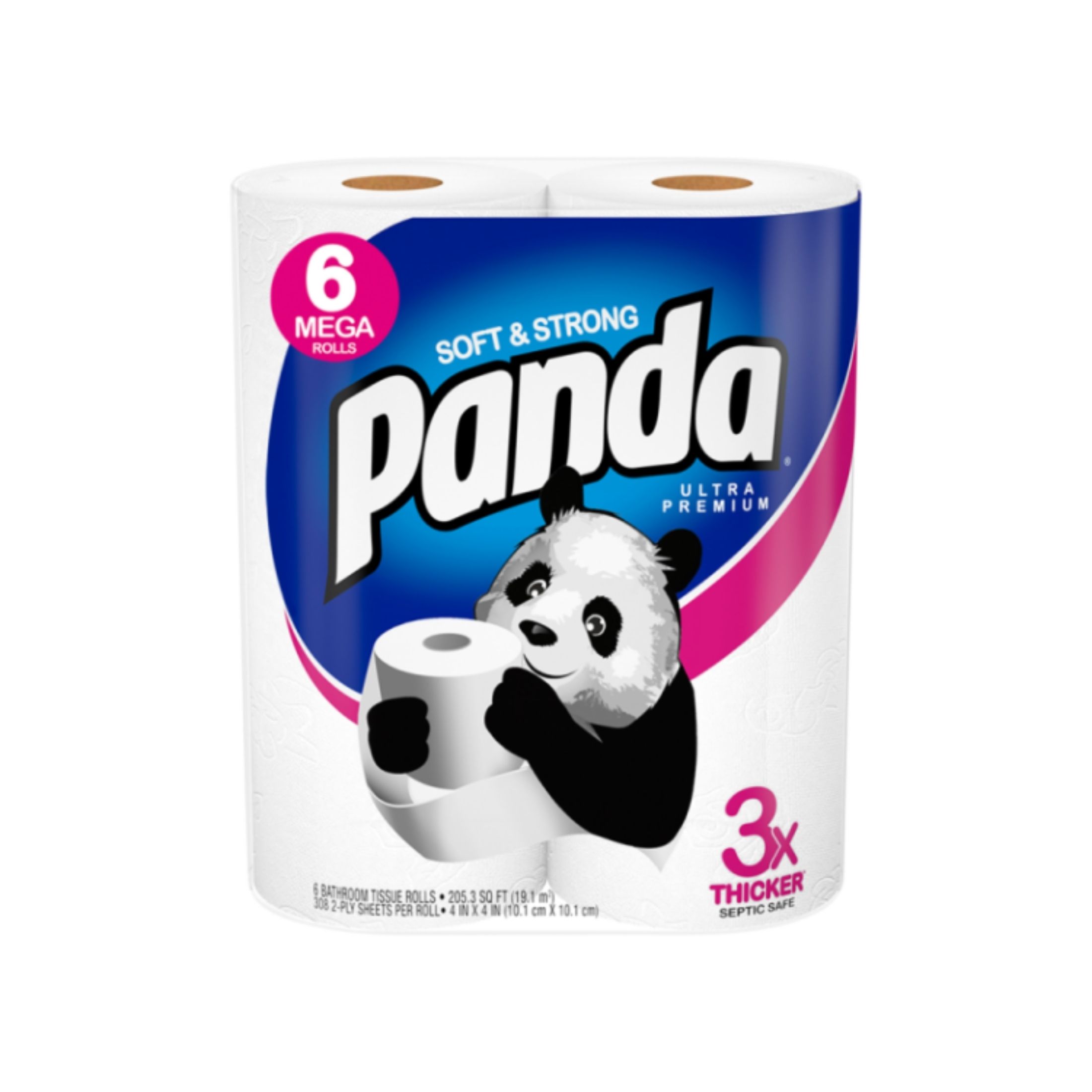 Panda Soft & Strong Bath Tissue 6 Mega Rolls
