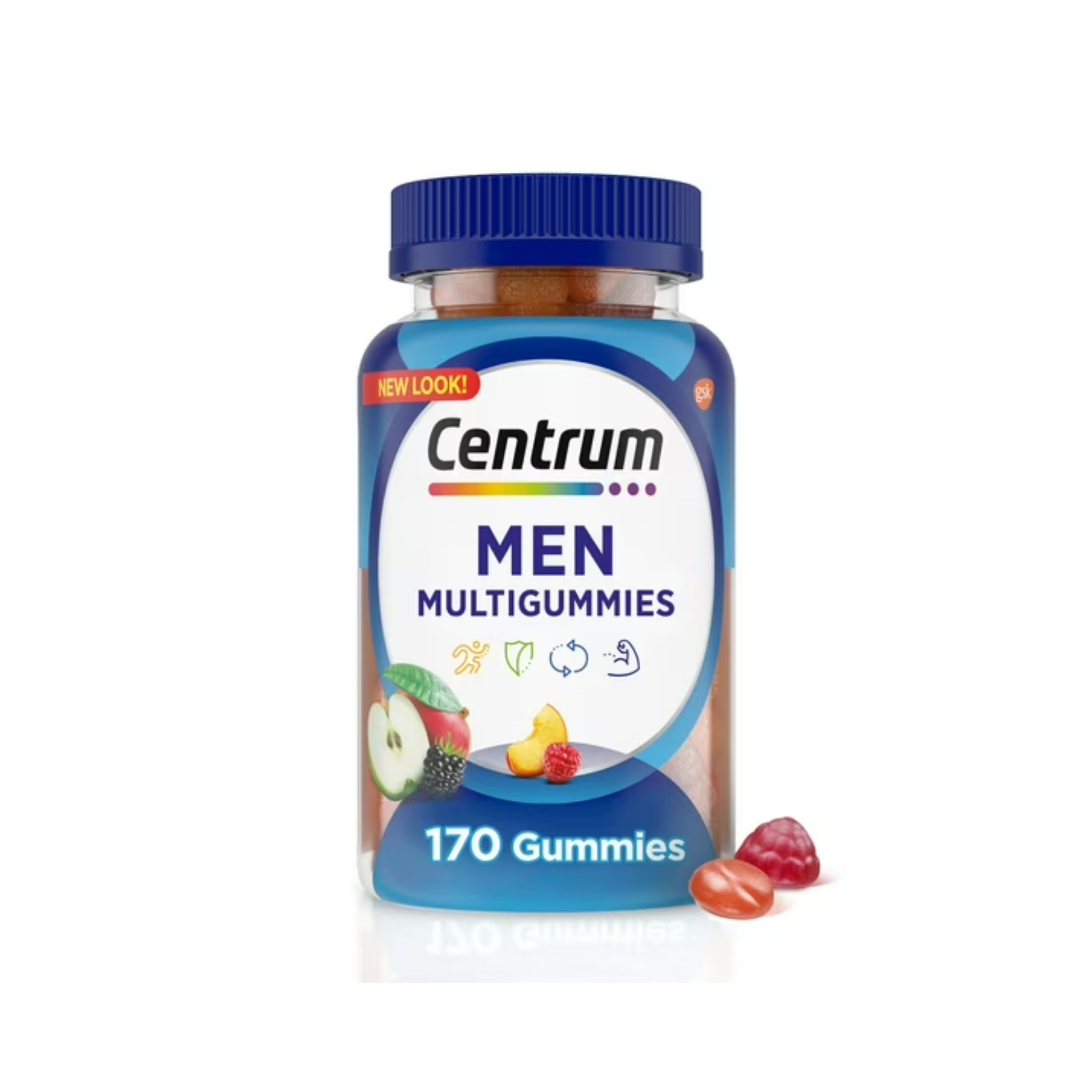 Centrum Multivitamin/Multimineral Supplement, Men, Gummies, Assorted Natural Fruit Flavors