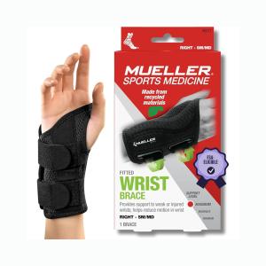 Mueller Green Fitted Wrist Brace, Black, Right Hand, Small/Medium