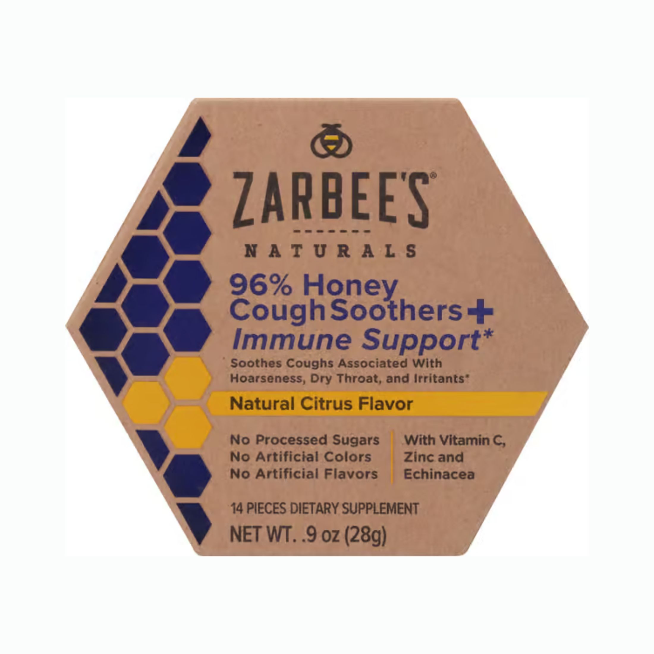Zarbee's 96% Honey Cough Soothers + Immune Support Natural Citrus Flavor