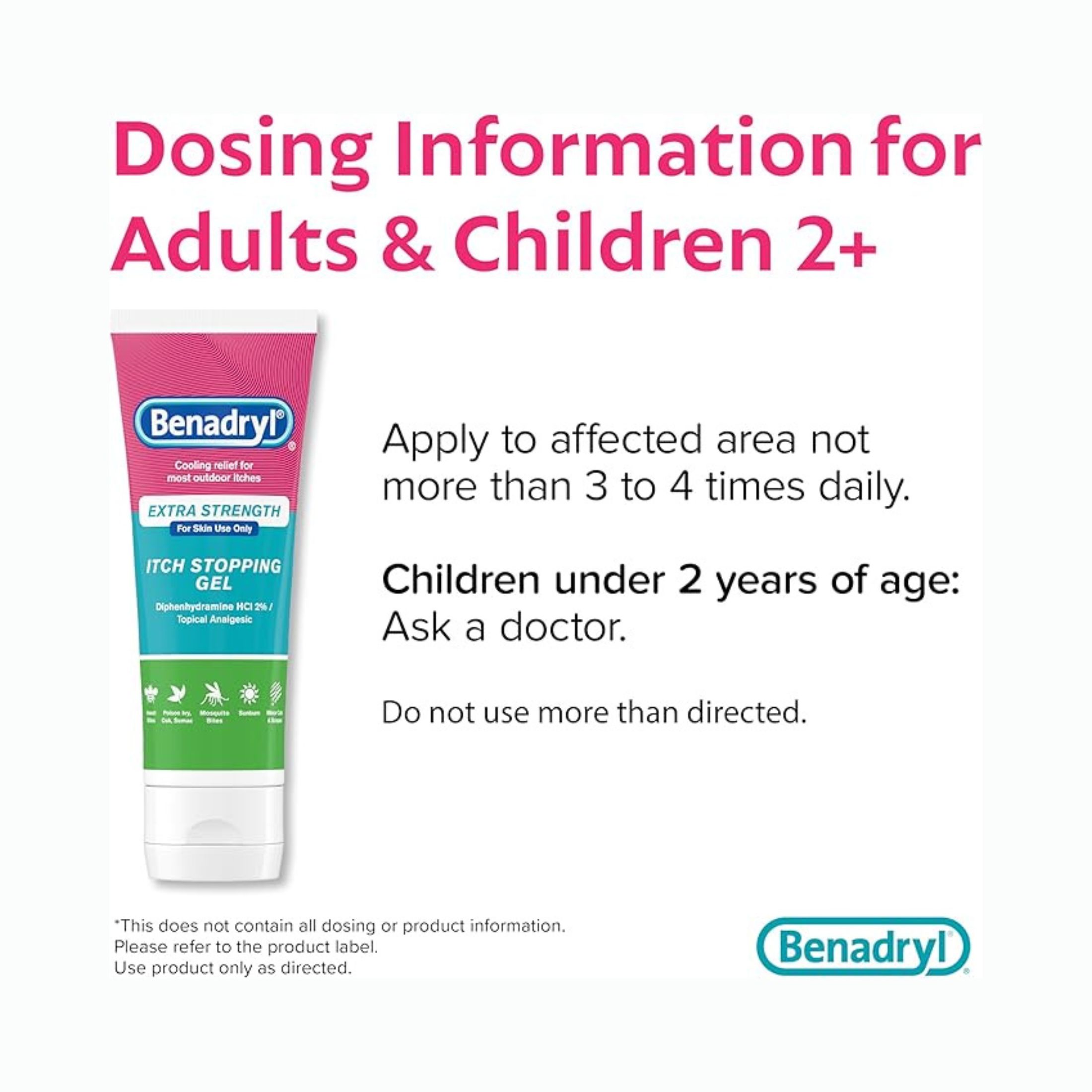 Benadryl 2% Diphenhydramine HCl Gel Itch Relief 3.5 Oz. Tube