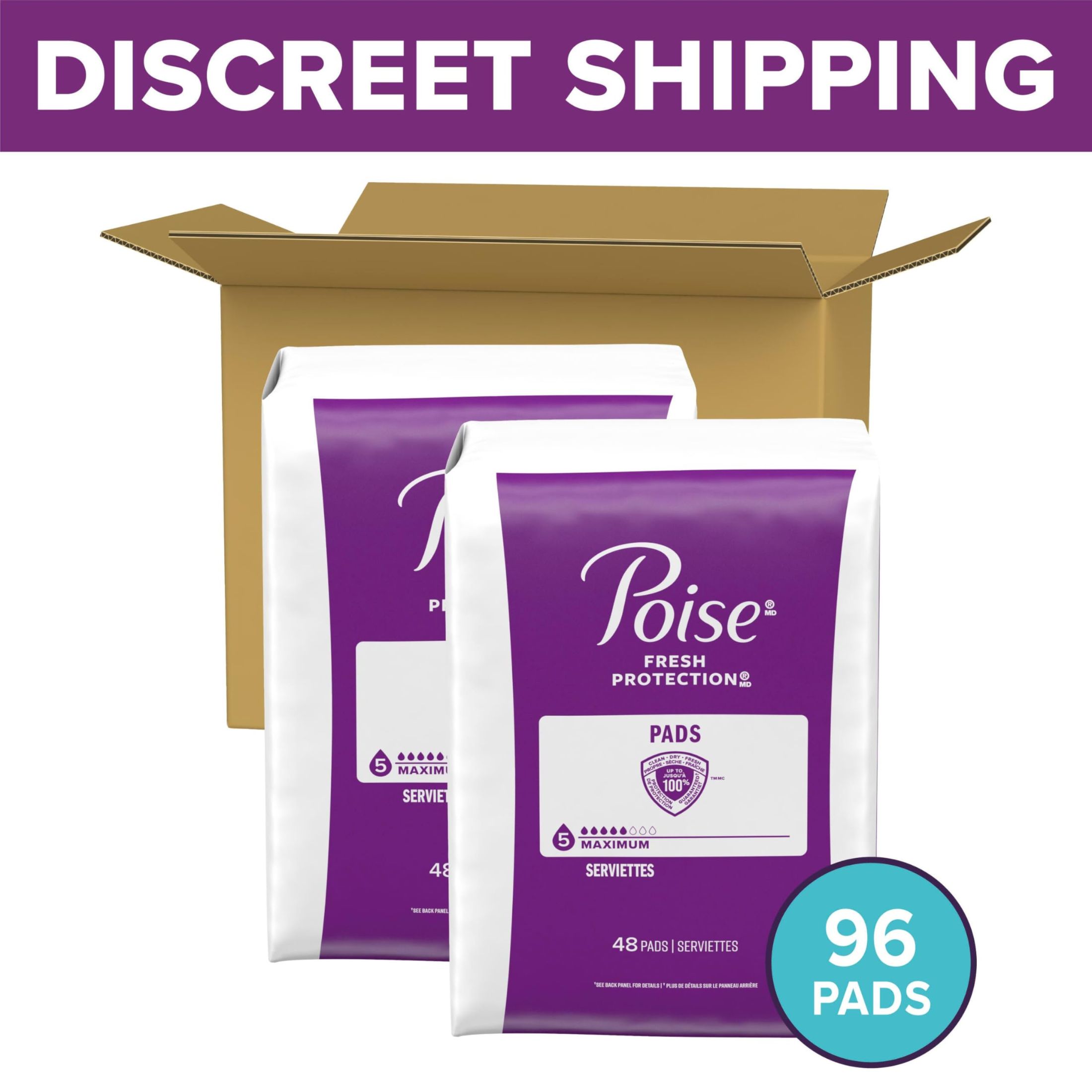 Kimberly-Clark Poise Pads Regular Length Maximum Absorbency 2 Packs Of 48 - All