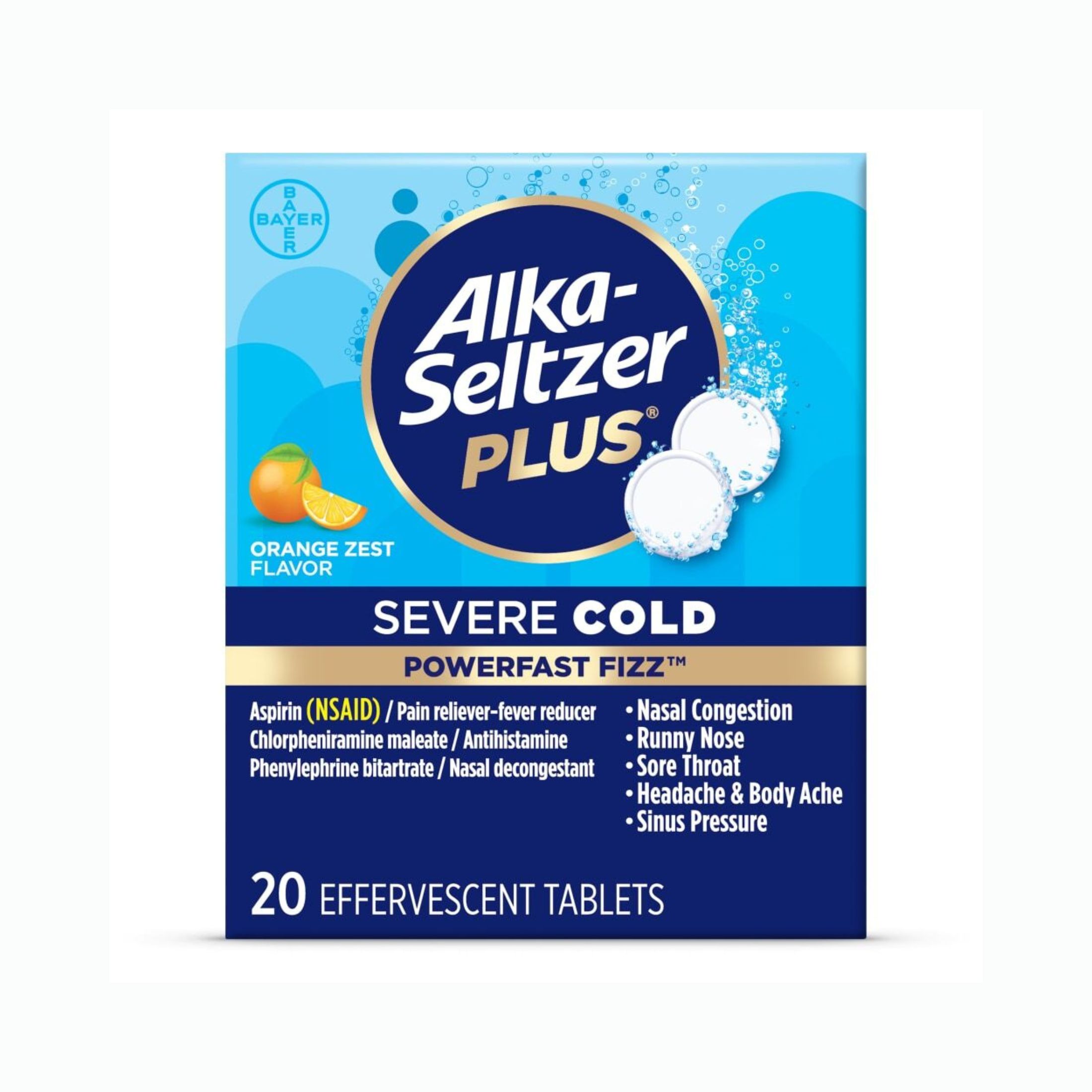 Alka-Seltzer Plus Severe Cold PowerFast Fizz Orange Zest Effervescent Tablets, 20ct
