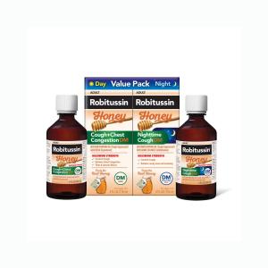 Robitussin Syrup Adult Maximum Strength Honey Nighttime Severe Cough, Flu + Sore Throat 4 Fl Oz Box