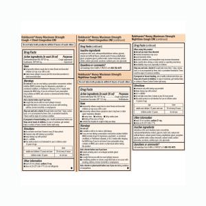 Robitussin Syrup Adult Maximum Strength Honey Nighttime Severe Cough, Flu + Sore Throat 4 Fl Oz Box
