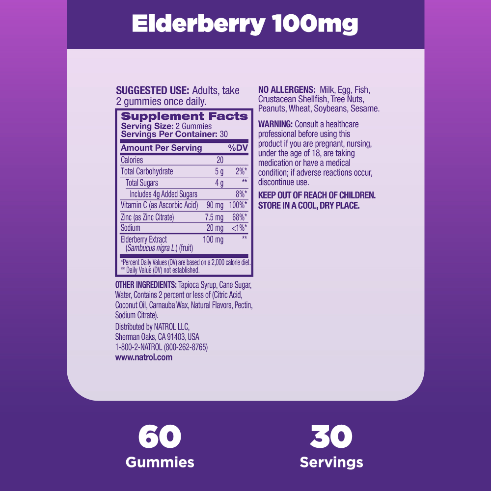 Natrol Elderberry, Immune Health, 100 Mg, Gummies