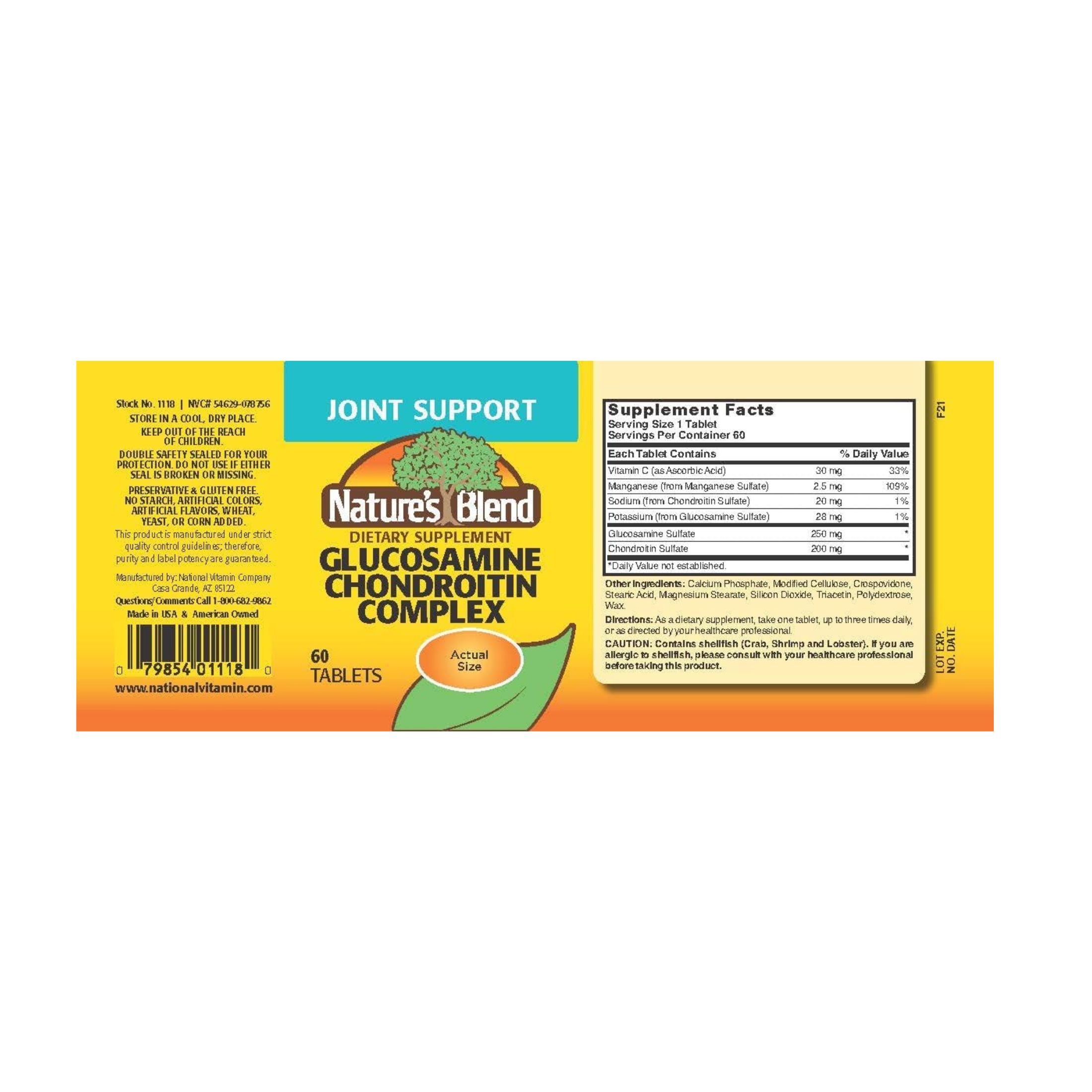 Nature's Blend Glucosamine Chondroitin Complex Tablets, 60 Tabs