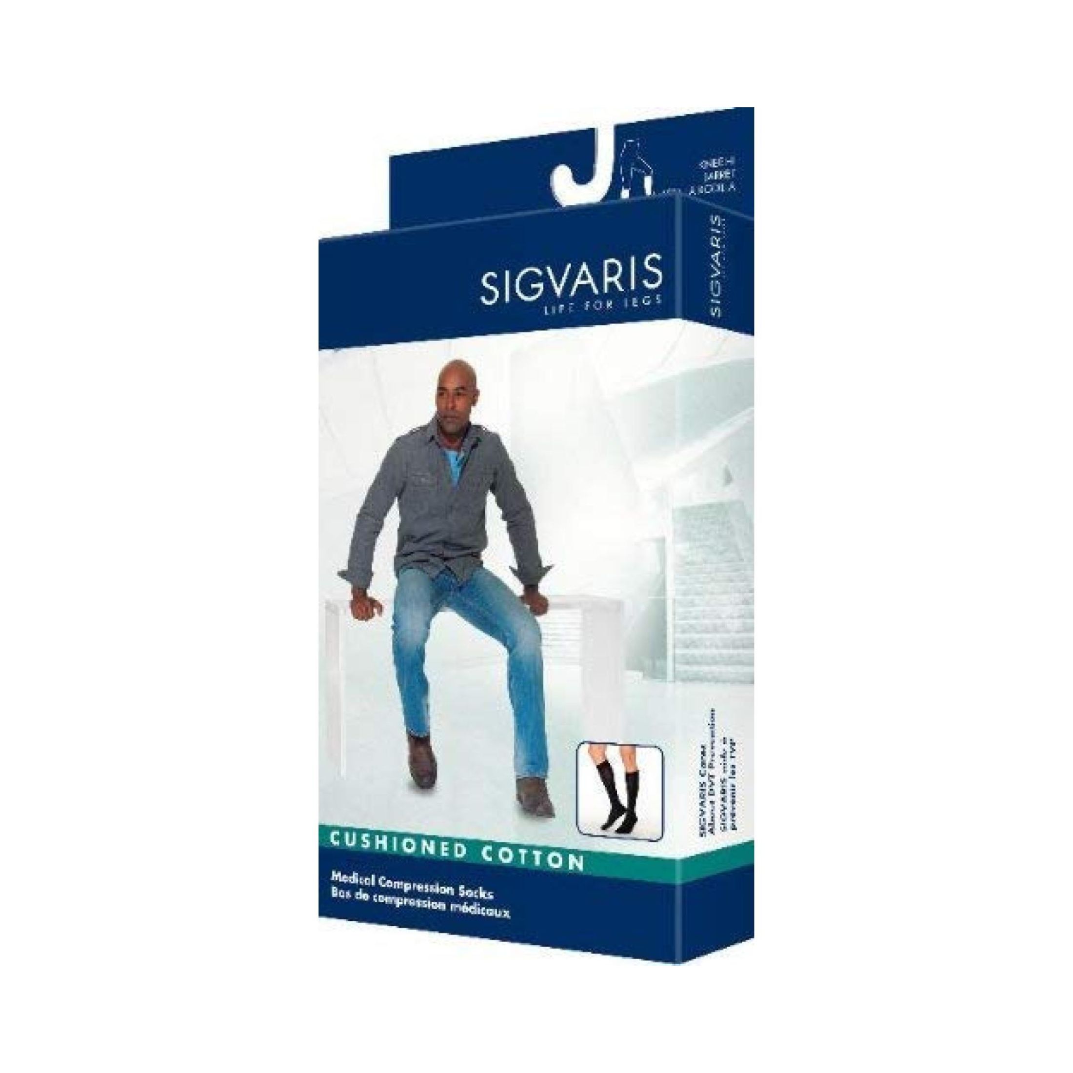 Sigvaris 15 20 mmHg Mens Cushioned Cotton Socks