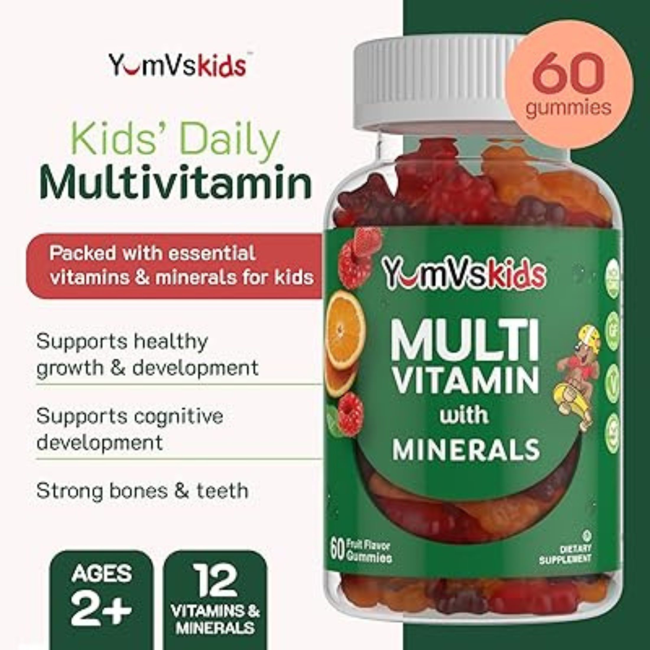 Yum V's Multivitamin + Mineral Formula, Yummy Grape Flavor, 60 Jellies