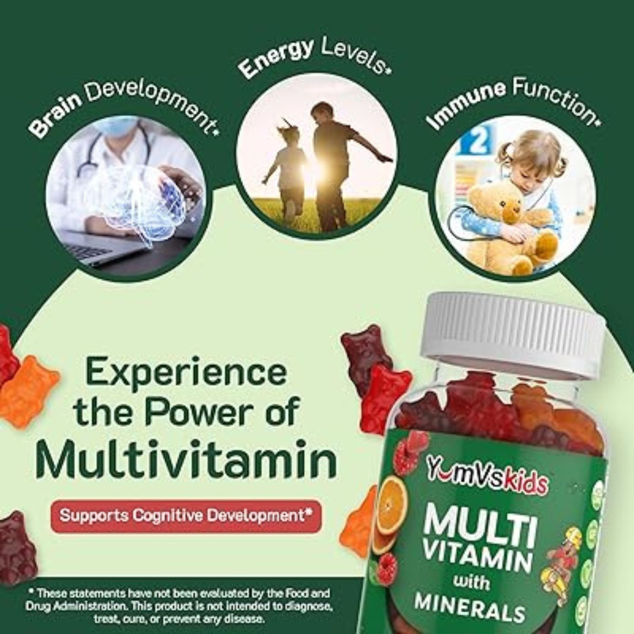 Yum V's Multivitamin + Mineral Formula, Yummy Grape Flavor, 60 Jellies