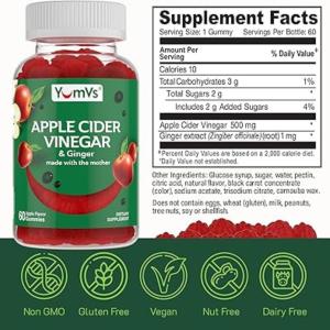 Yum V's Apple Cider Vinegar W/ Ginger 60 Gummies