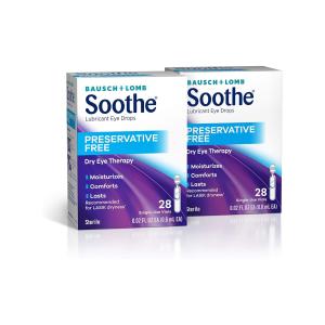 Soothe Bausch + Lomb Preservative Free Lubricant Eye Drops 30 - 0.02 Fl Oz Bottles