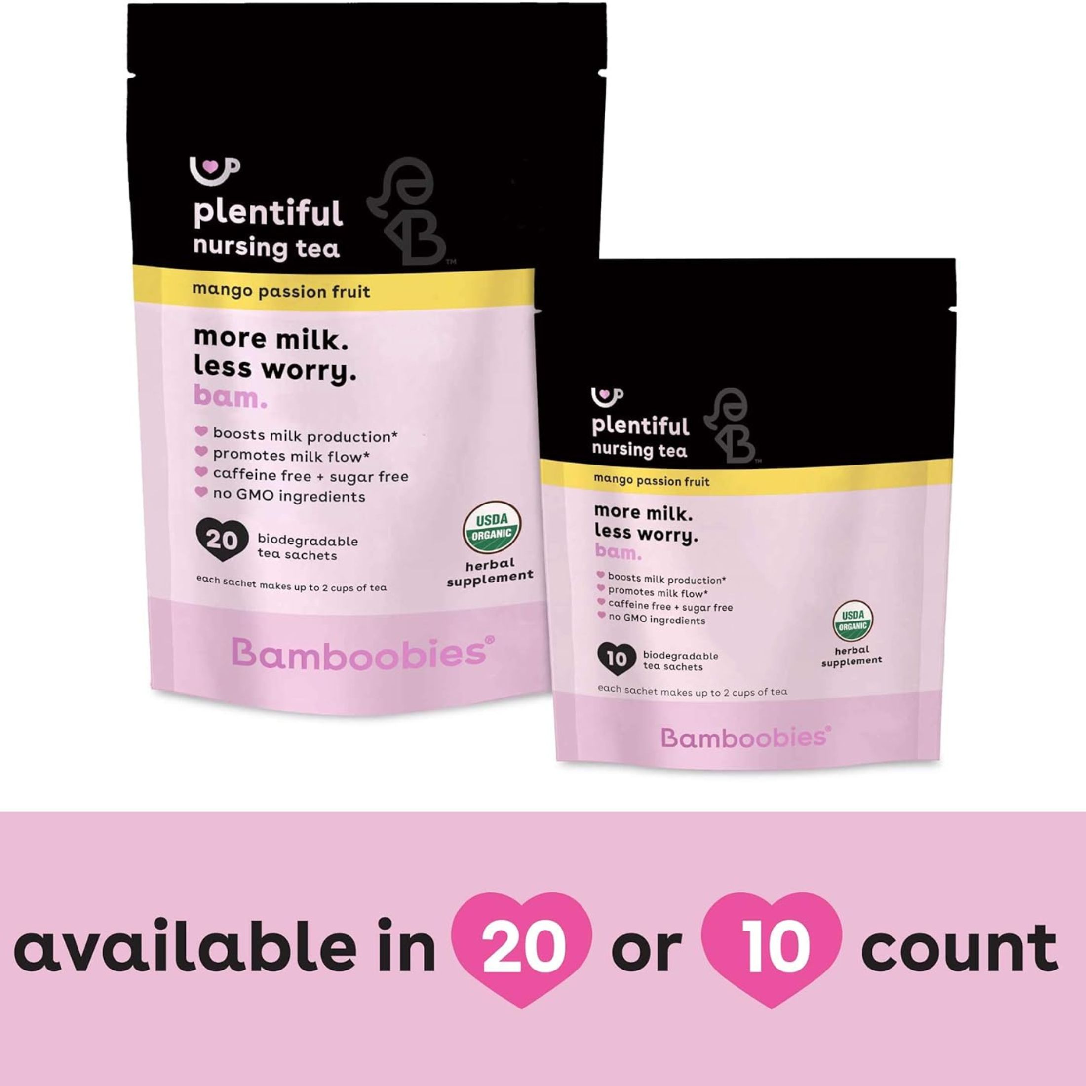 Bamboobies Pregnancy Tea For Nursing Support, Mango Passion Fruit, Boosts Milk P