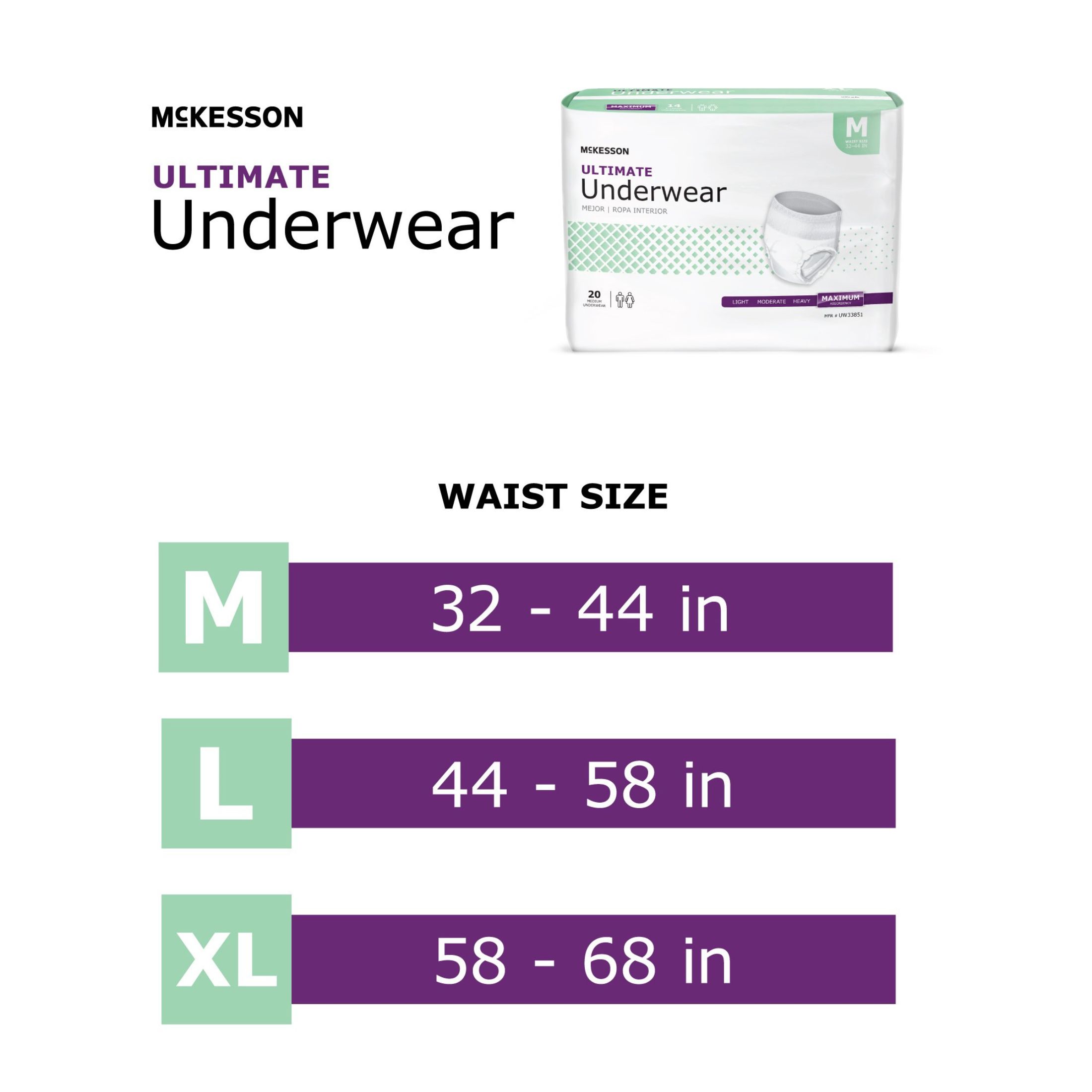 McKesson Ultimate Incontinence Underwear, Maximum Absorbency, Unisex, Medium