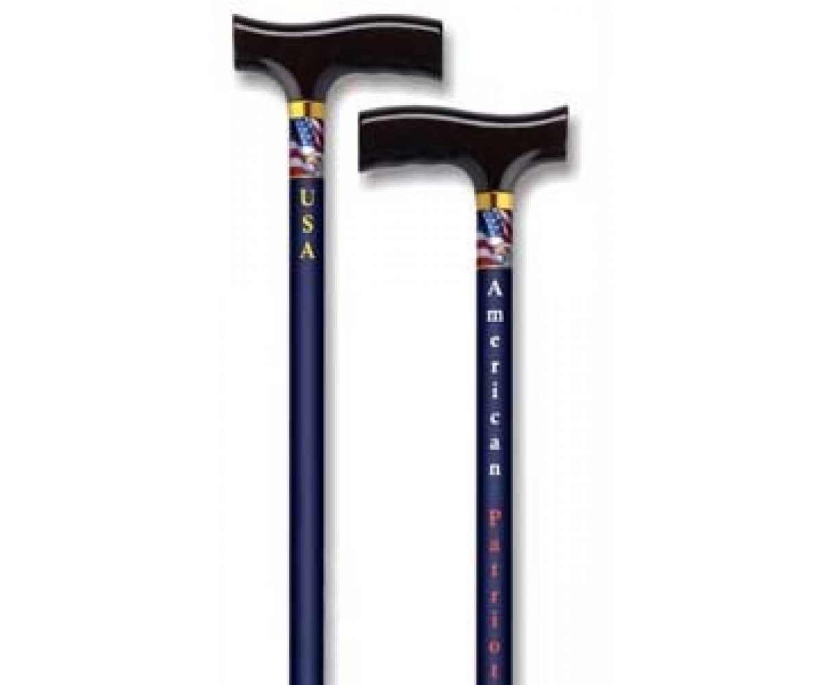 Alex Orthopedic Straight Adjustable Aluminum Cane With Fritz Handle American Patriot - Dark Blue
