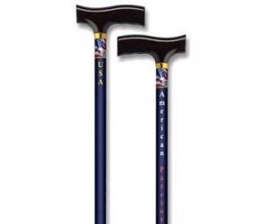 Alex Orthopedic Straight Adjustable Aluminum Cane With Fritz Handle American Patriot - Dark Blue