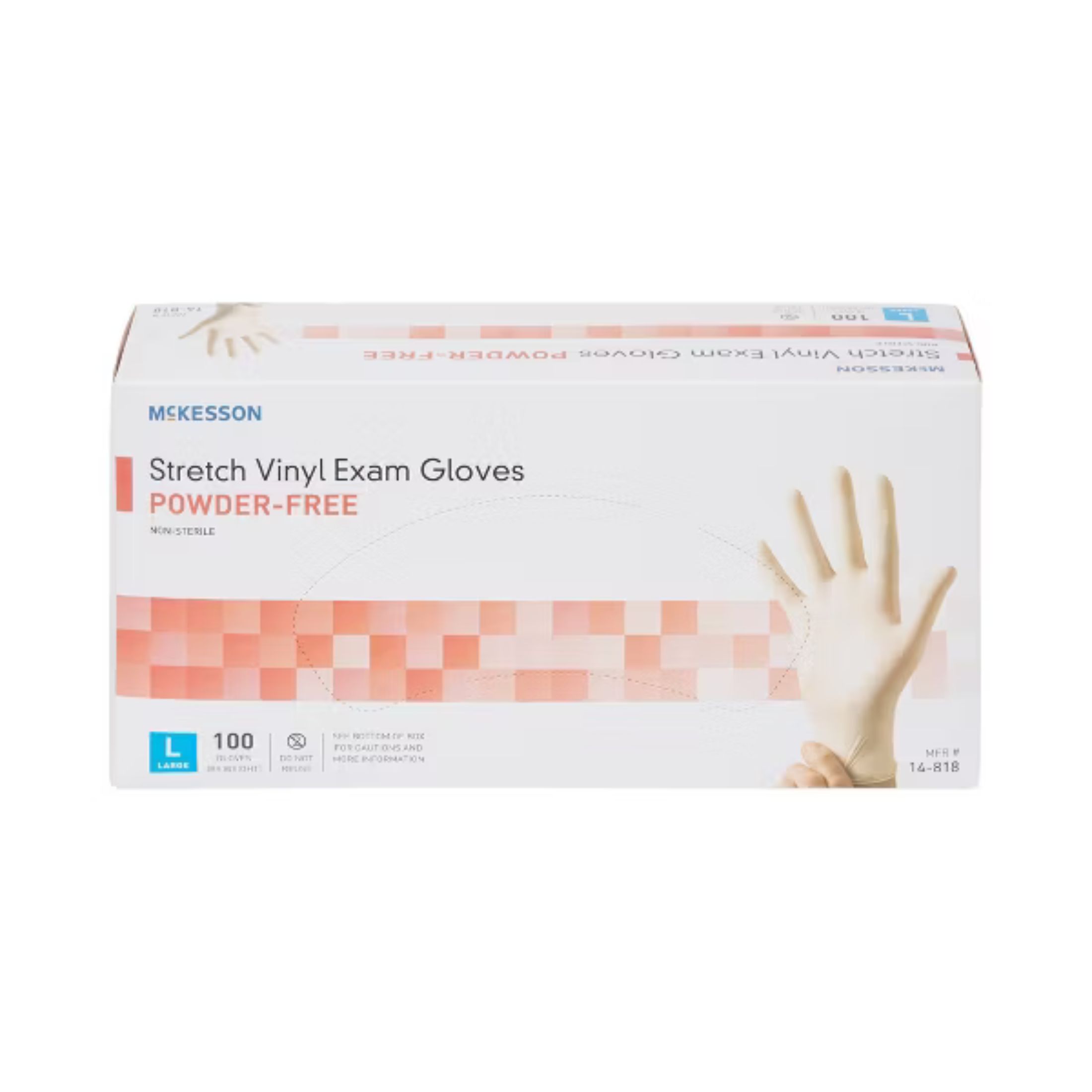 McKesson Vinyl Gloves, Powder-Free, Ivory, Large, 100 Count